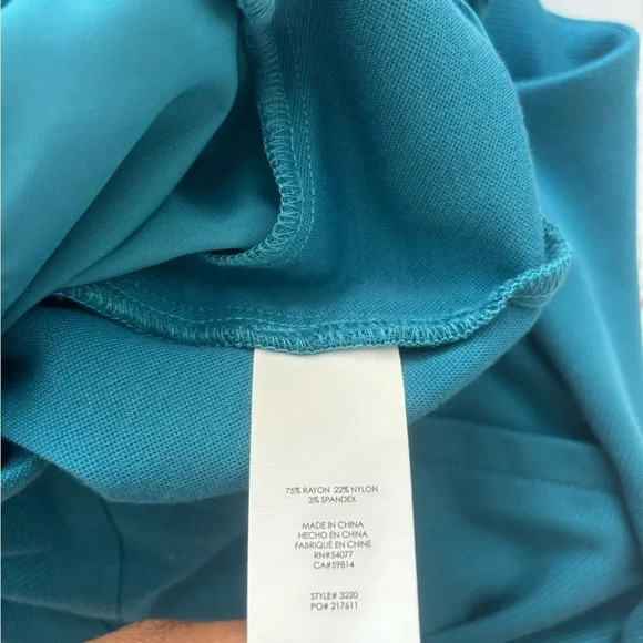 Cabi Blue green Rayon Blend Stretch Sigourney Pencil Skirt 10 # 3220 - Picture 6 of 8